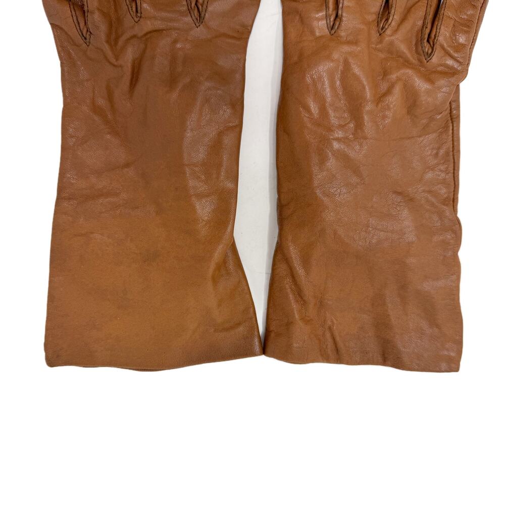 Vintage Honey Brown Leather Winter Dress Gloves Womens size S/M Lined - Picture 6 of 12